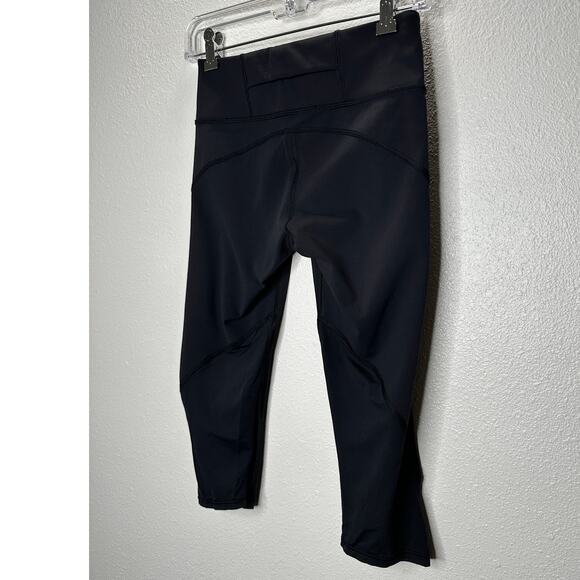 Lululemon Black Crop Leggings Mesh Calf Detail Yoga Pant Legging 4 - Picture 5 of 9